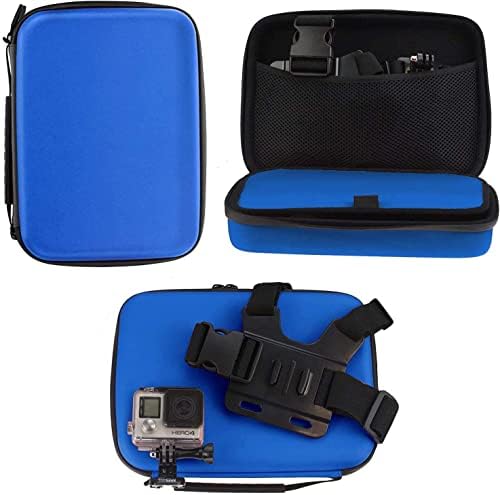 Комбиниран комплект аксесоари за екшън камери Navitech 8 в 1 със син калъф - Съвместим с детска екшън-камера Uleway