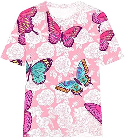 Дамски Блузи с принтом пеперуди 2023, Летни Блузи с къс ръкав и ръкавели, Тениски с кръгло деколте, Ежедневни Елегантни