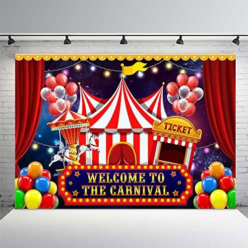 MEHOFOND Кралят Цирк Фон за Снимки на тема Карнавални Украси за Рожден Ден Банер Добре дошли на Карнавал Червената