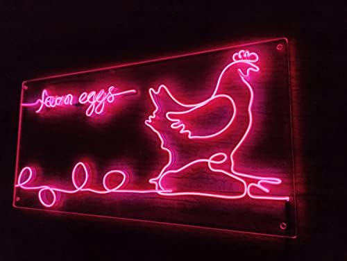 Неонова реклама с Кокоши Farm Chicken Eggs, Неонова Светлинна Табела Ръчно изработени EL Тел, Монтиране на Изкуството