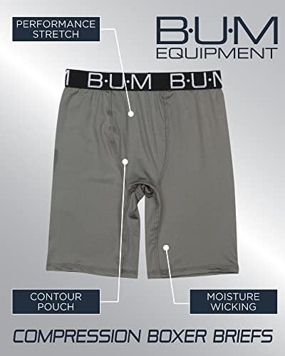 Бельо за момчета B. U. M. Equipment – 4 опаковки Спортни Компрессионных боксьори с дълги штанинами (Размер: 8-18)