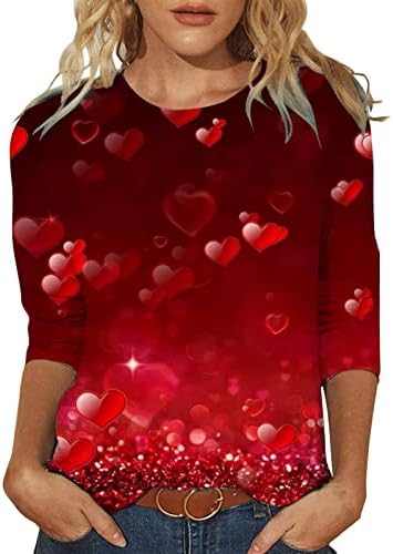Тениска PEIMENG в Свети Валентин, на Женската Риза с ръкав Седем Четвърти, тениски с 3D Принтом, Празничен
