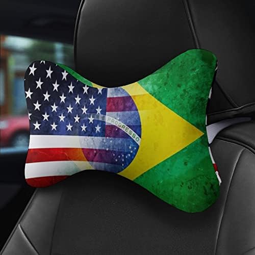Реколта Автомобилната въздушна Възглавница За врата с Флага на САЩ и Бразилия, Комплект от 2 Удобни Възглавници За Подкрепа