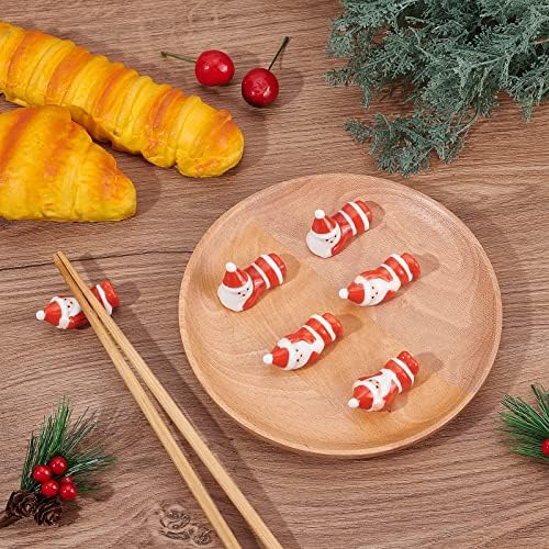 FINGERINSPIRE Комплект от 6 Керамични Пръчици за хранене във формата на Дядо Коледа, Поставка за Влакчета, 3 Стилове, Творчески