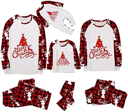 Коледна семейна пижами за родители и деца, сладка пижама с писмото принтом под формата на елхи, Клетчатая детска Мека