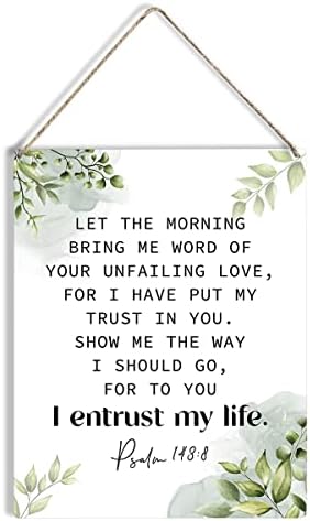 Нека Сутрин ще Ми Донесе Псалм 143:8 Стих от Библията Дървена Табела 8x10 Християнска Дървена Подвесная Дъска за Домашно