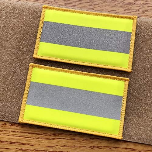 2 Опаковки Отразяваща Кука-Закопчалка Защитно Нашивка Кука-Контур Пожарникар Спасител Полицията EMT EMS Hi Vis Patch (Флуоресцентно жълто)