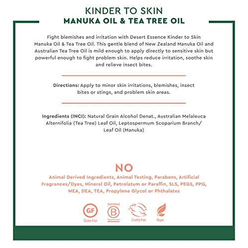 Desert Копър Kinder to Skin с масло от Манука и масло от чаено дърво, 4 ет. унция - Без глутен, Веганская, Без насилие