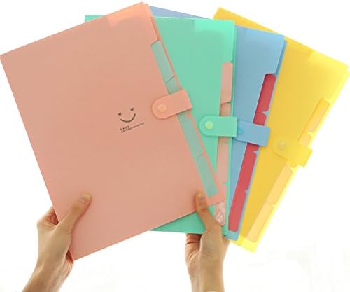 Пластмасови папки за писма, NUOLUX, органайзер за документи на хартиен носител формат А4, по-голям капацитет, папка-гармошка с цип, 5 джоба (розов)