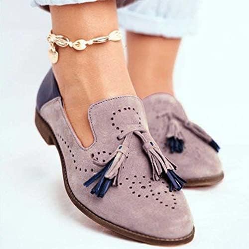 Дамски модел обувки на плоска подметка, Модерен Есенен Дамски Ежедневни Обувки На Нисък ток с Кухи пискюли, Удобни Слипоны (Розово, 9)