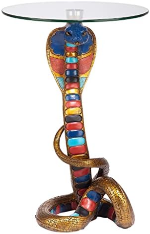 Дизайнерска масичка Toscano Renenutet Egyptian Cobra Snake Goddess, единична, пълноцветни