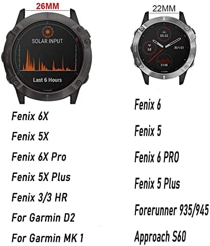 EIDKGD Силикон 26 мм 22 мм быстроразъемный каишка за часовник Garmin Fenix 6 6S 6X Pro 5X5 5Plus 3 HR 935 S60 Каишка за часовник Easyfit (Цвят: за I, Размер: за Garmin Ендуро)