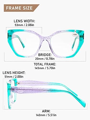 Jo Cat Eye Бифокални Очила за четене за Жени В Негабаритной Рамки С Цветни Прозрачни Лещи За Четене С Блокиране на синя светлина
