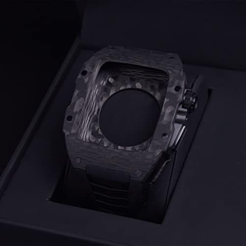 AEMALL Калъф, изработени от въглеродни влакна в спортен стил, моден комплект за Apple Watch Series 8 45 мм, лесен каишка за iWatch 7 6 SE 5 4 Series 44 мм, аксесоари Направи си сам (Цвят: BG-GO, р?