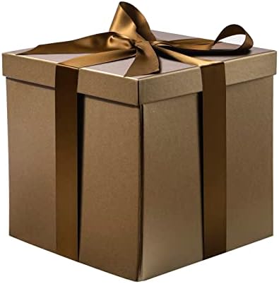Подарък кутия RUSPEPA Medium Рожден Ден с Капаци, панделка и цигарена хартия, Сгъваема Подарък кутия - 1 бр, 9x9x9 см,