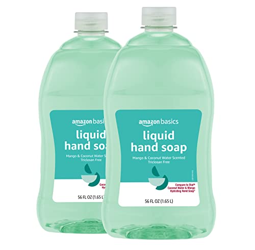 Течен сапун за ръце Basics с аромат на манго и кокосова вода, без триклозана, 56 течни унции, опаковки от 2