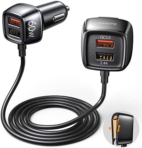 Зарядно за кола USB капацитет от 60 Вата - AINOPE [4 порта USB] [QC 36 W] Адаптер за бързо зарядно устройство