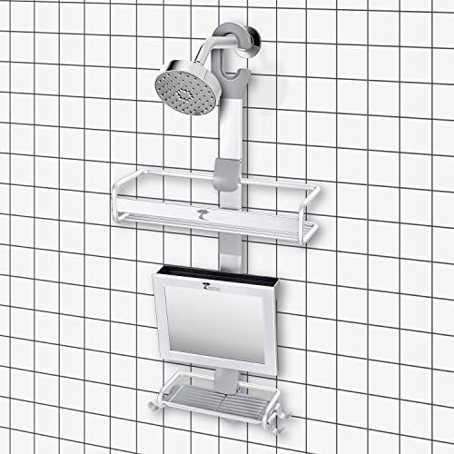 Продукти ToiletTree от неръждаема алуминий за душ и вана Кутийка с огледало за баня, без да ръми и стъргалка за душ (Огледало с алуминиева Кутийка).