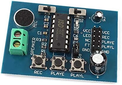 Модул за възпроизвеждане на диктофон X-DREE ISD1820 Voice Board Вграден микрофон (ISD1820 Voice Board Módulo de reproducción de grabadora de y MIC incorporado)