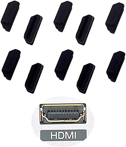 Силиконови 10ШТ мъничета за защита от прах HDMI, защитен накрайник за женски пристанището, черен за телевизор, компютър