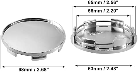 ACROPIX Диаметър 65 мм, 6 Скоби, Капачки за Централна Главината на Колелото, Капак за Кола Сребрист цвят - Опаковка