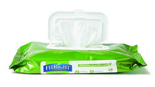 Салфетки Medline FitRight за лична почистване с Алое, Ароматизирани, Опаковки от 48 кърпички за възрастни с размери