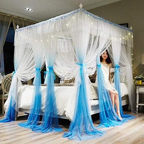 Криптиране на ASDFGH Двупластова Луксозна mosquito net с балдахин, Европейски стил, Балдахин за легло Принцеса, Правоъгълна