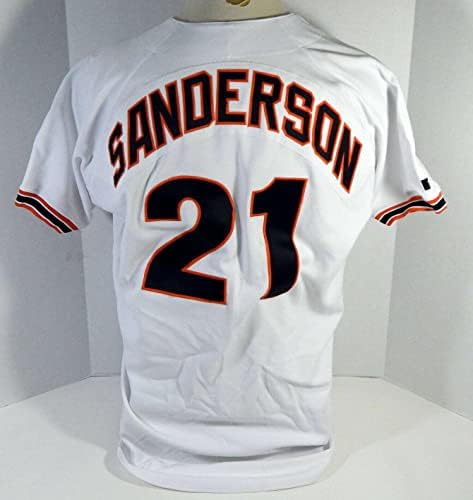 San Francisco Giants Скот Сандерсън #21, Издаден в игра В Бяла Тениска DP17477 - Използваните в играта тениски MLB