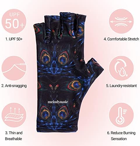 MelodySusie UV Ръкавици за Гелевой Лампи за Нокти, Професионални Ръкавици със защита от Uv UPF50+ за Маникюр