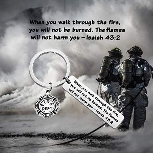MYOSPARK Ключодържател С Молитва Пожарникар, Когато Ти си Проходишь През Пламъците, Подарък Пожарному На Бала