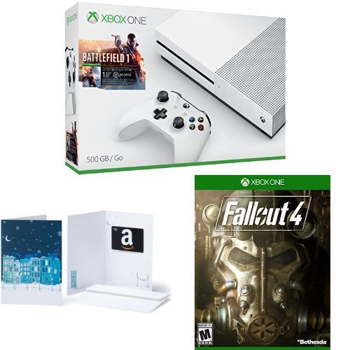 Конзола Xbox One S обем 500 GB - комплект Battlefield 1 + Fallout 4 + подарък карта на струва 30 долара