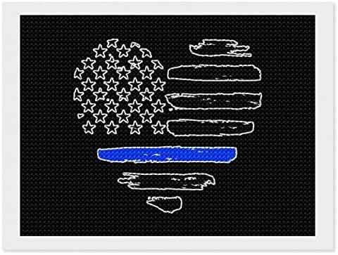 Любовта Синята Линия Флаг на САЩ Сърцето Диамантена Живопис Комплекти 5D направи си САМ Пълна Тренировка Планински Кристал