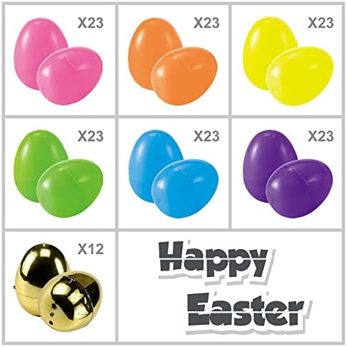 Kissdream 138 Бр. Великденски яйца 2,41 инча + 12 Златни яйца за Пълнене Специални Предложения, Великден парти, Лов на Великденски