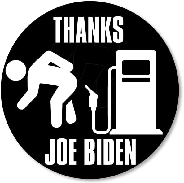 Стикер Round Thanks Joe Biden на бензонасос (Vinyl стикер срещу високите цени на леки автомобили, камиони, лаптопи,