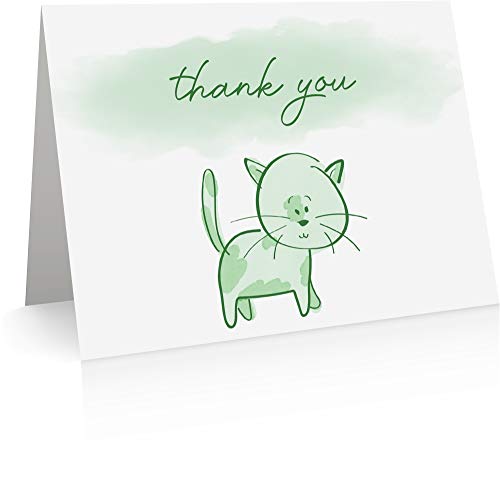 Картички с благодарственными бележки за котки (24 Z-картички и Пликове) Котешки Картички