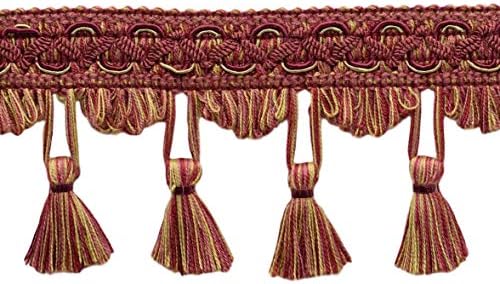 Дизайн Empress Scroll Gimp с дължина 2 1/2 инча (6 см), декоративни ресни с нащърбена пискюл (TFEMP3), Бежов Многоцветен