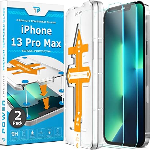 Защитно фолио Power Theory 2-Pack за iPhone 13 Pro Max от закалено стъкло премиум-клас, упорит до унищожаване на [твърдост