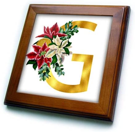 Триизмерна Коледна украса изображение на плитках със златен монограм в Г-образна рамка (ft-371553-1)