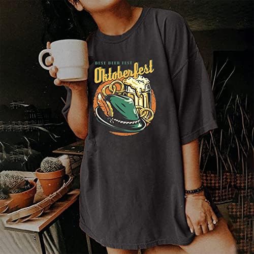 Дамски Мъжки Памучен Тениска с Къс Ръкав и Графичен Дизайн Свободно Намаляване на Средновековен Забавен Октоберфест,