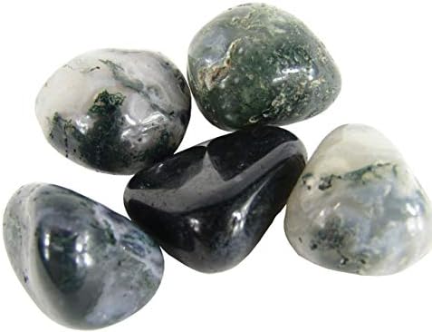 5 Парчета камъни от зелен Мохового агата (около 0,75-1 инча) - Лечебни Камъни, Метафизически Изцеление, Камъни