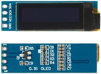 xiexuelian 0,91 OLED Модул IIC Интерфейс 128X32 SSD1306 е Съвместима с 3.3v/5 Бяло/синьо (Blue)