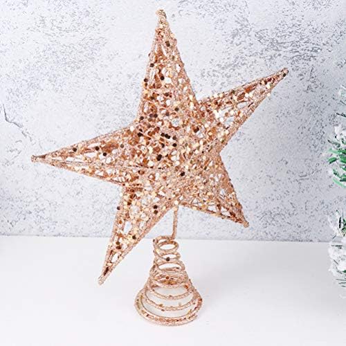 KESYOO 2 елемента 20 см Коледно Дърво Желязна Звезда Topper Блестящи Декорации за Коледната Елха Украса (Розово Злато) за Коледен Декор