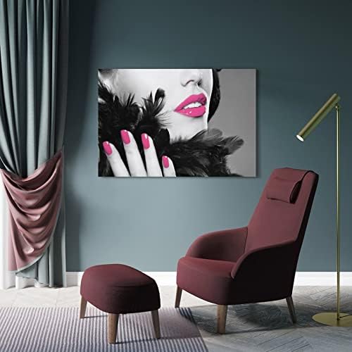 Плакат за нокти, Изкуството на грима, Розови устни, Дизайн на нокти, Салон за Красота, Спа център, плакат в стаята, естетически,