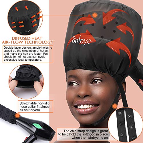 Сешоар за коса Bonnet - Дюза за сешоар Boloye Soft Bonnet Hood с термозащитной глава за намаляване на загряване