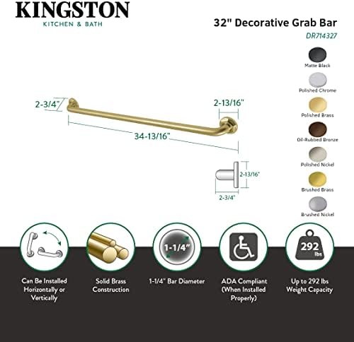 Kingston Brass DR714322 Дизайнерски парапет Trimscape Metropolitan Decor 32-инчов с диаметър 1,25 инча, Полиран