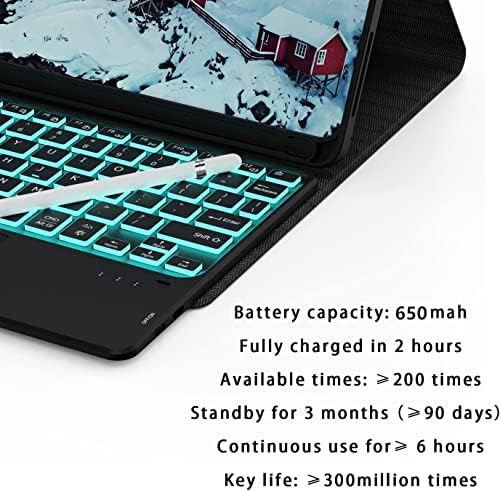 Калъф за клавиатура за iPad на 10-то поколение 2022 10,9 инч: 7-Цветна Подвижна безжична Bluetooth клавиатура с