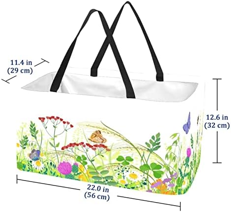 RATGDN за Многократна употреба Хранителни Чанти, Кутии Кошница За Съхранение, през Пролетта Цвете Пчела, Пеперуда Сгъваеми Пазарски Чанти-Тоут с Дълга Дръжка