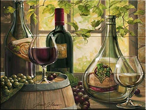 Стенопис на керамични плочки - Wine by The Window II - автор на Джанет Стевер