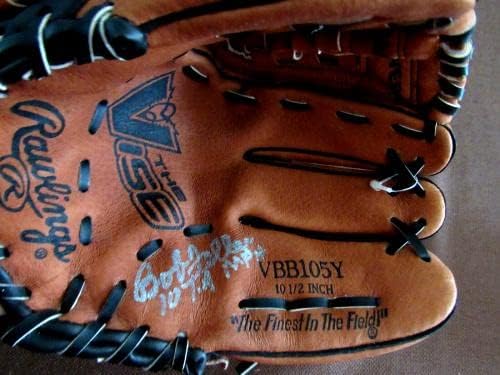 Боб Feller 107,9 Мили в час Cleveland Indians Hof Подписа Ръкавицата Auto Rawlings Mitt Jsa - Ръкавици MLB с автограф