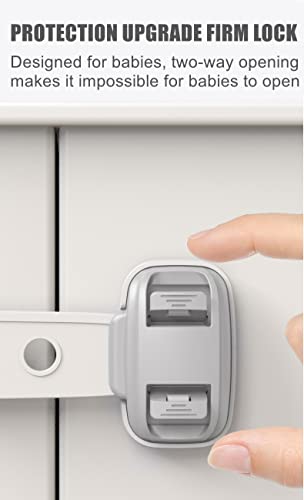 Брави за предпазните колани (5 опаковки) за хладилник, шкафове, чекмеджета, миялна машина, Тоалетни - Регулируема презрамка, Пробиване не се изисква, с Двойни ключалк